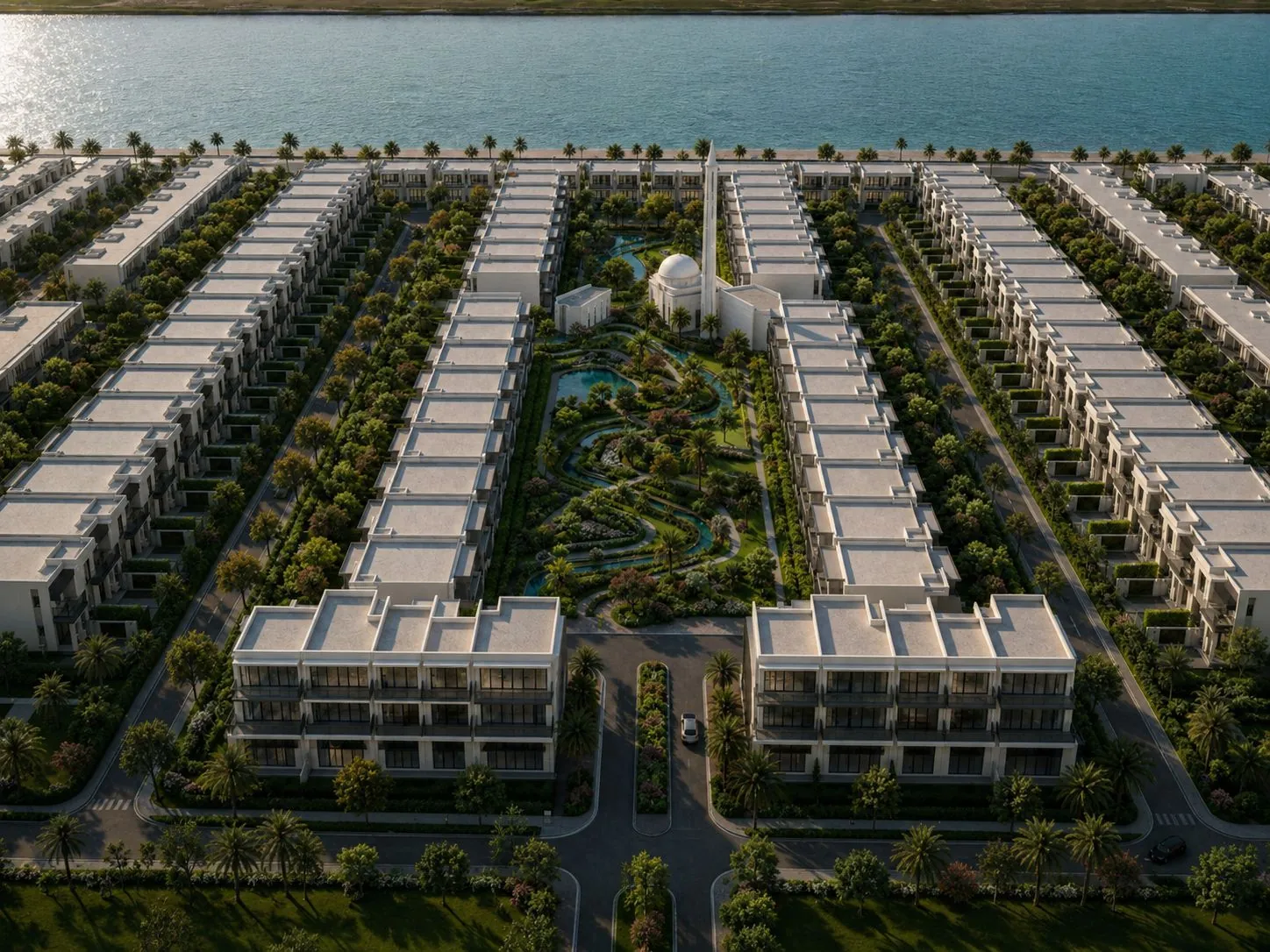 Aerial view of AFM Township along the waterfront